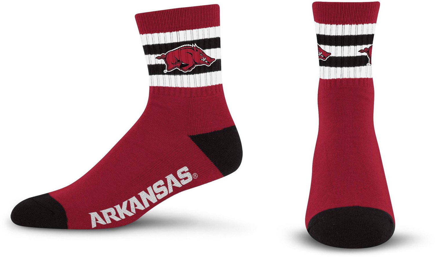 For Bare Feet University of Arkansas 5-Stripe Logo Socks