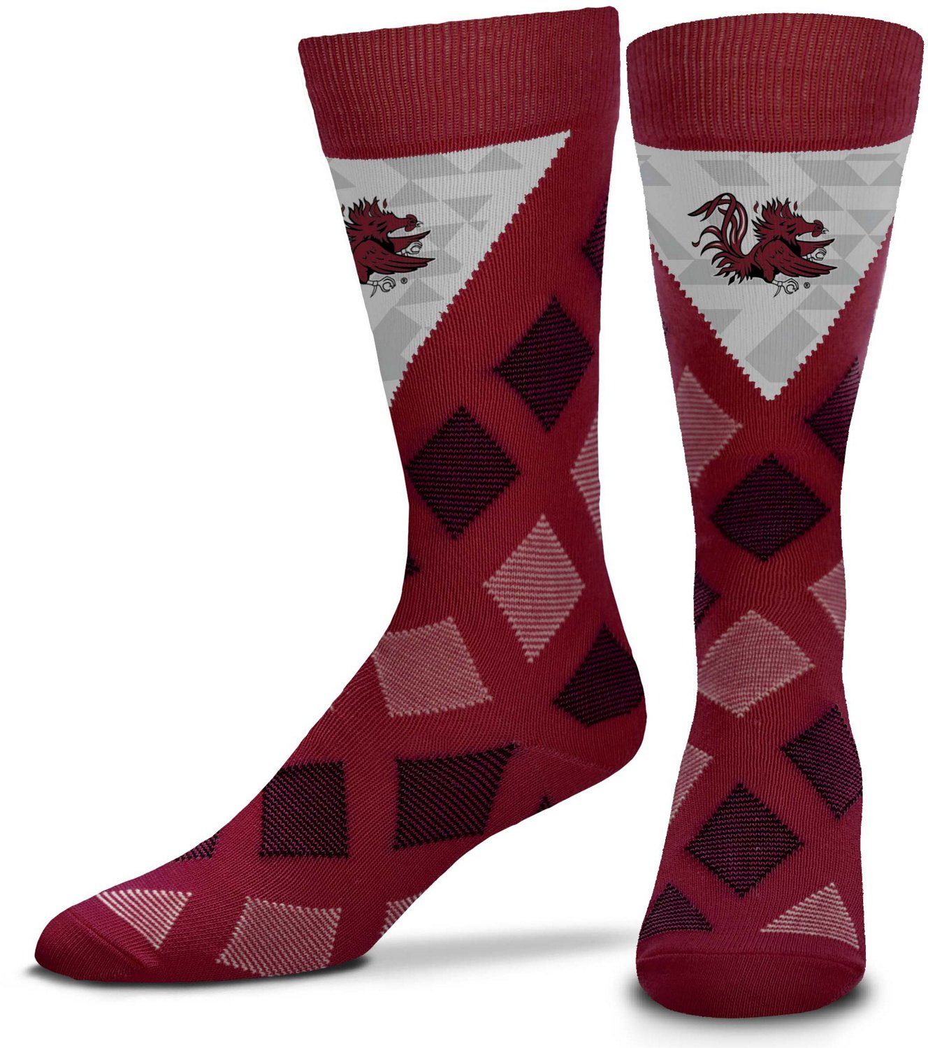 For Bare Feet University of South Carolina Dashed Diamond Thin Socks