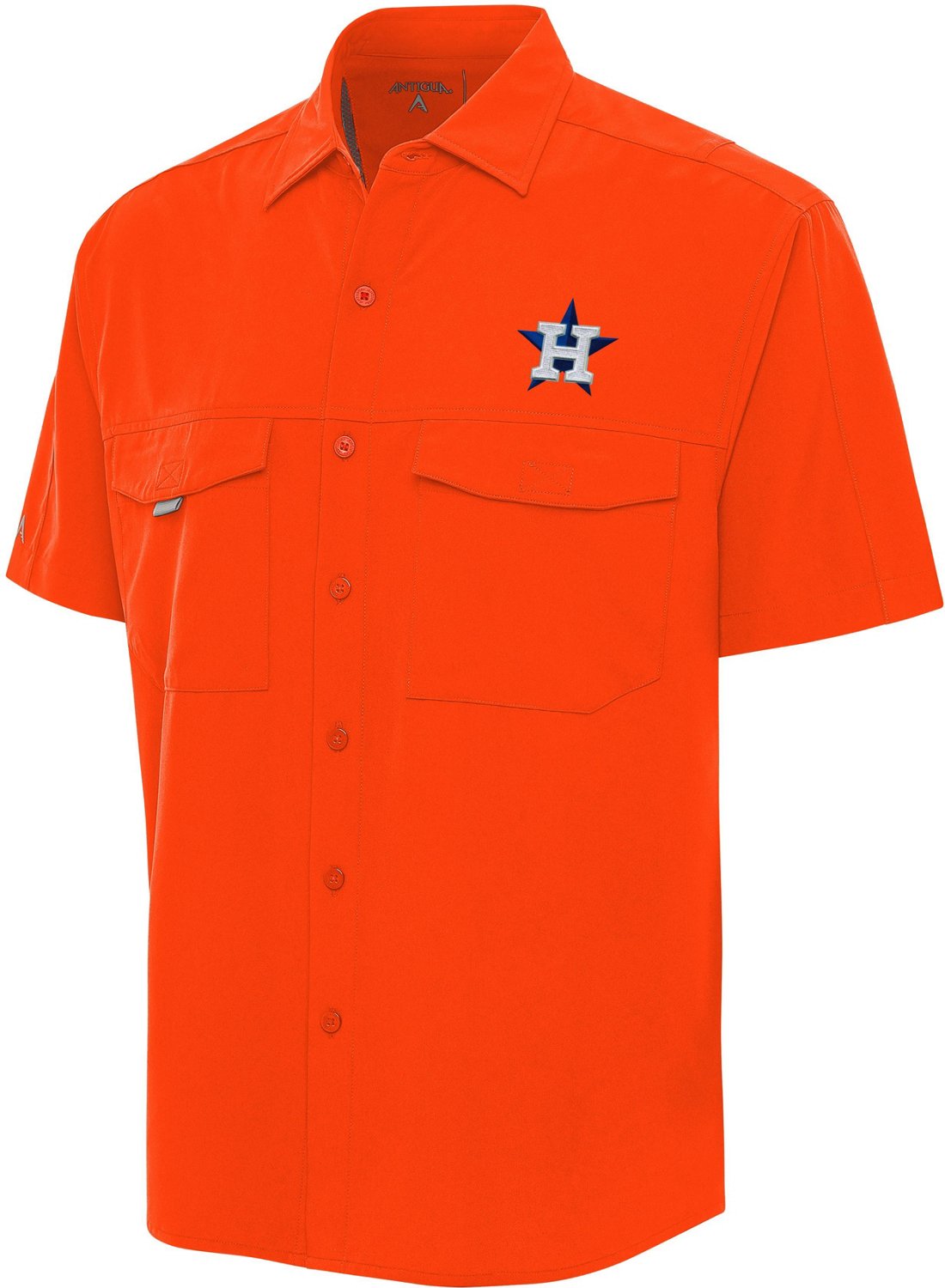 Houston Astros Antigua Compression Long Sleeve Button-Down Shirt -  Orange/White