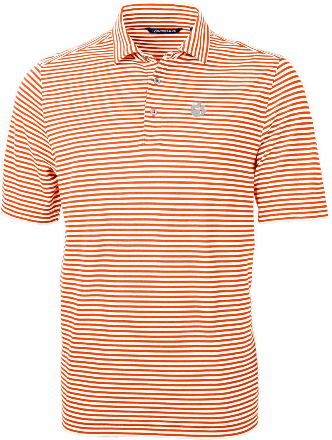 Cutter  Buck Clemson Tigers Virtue Eco Pique Stripe Recycled Polo