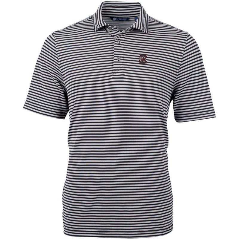 South Carolina Gamecocks Cutter & Buck Virtue Eco Pique Stripe Recycled Men's Short Sleeve Golf Polo Shirt