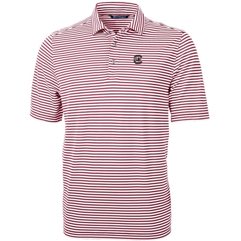 South Carolina Gamecocks Cutter & Buck Virtue Eco Pique Stripe Recycled Men's Short Sleeve Golf Polo Shirt
