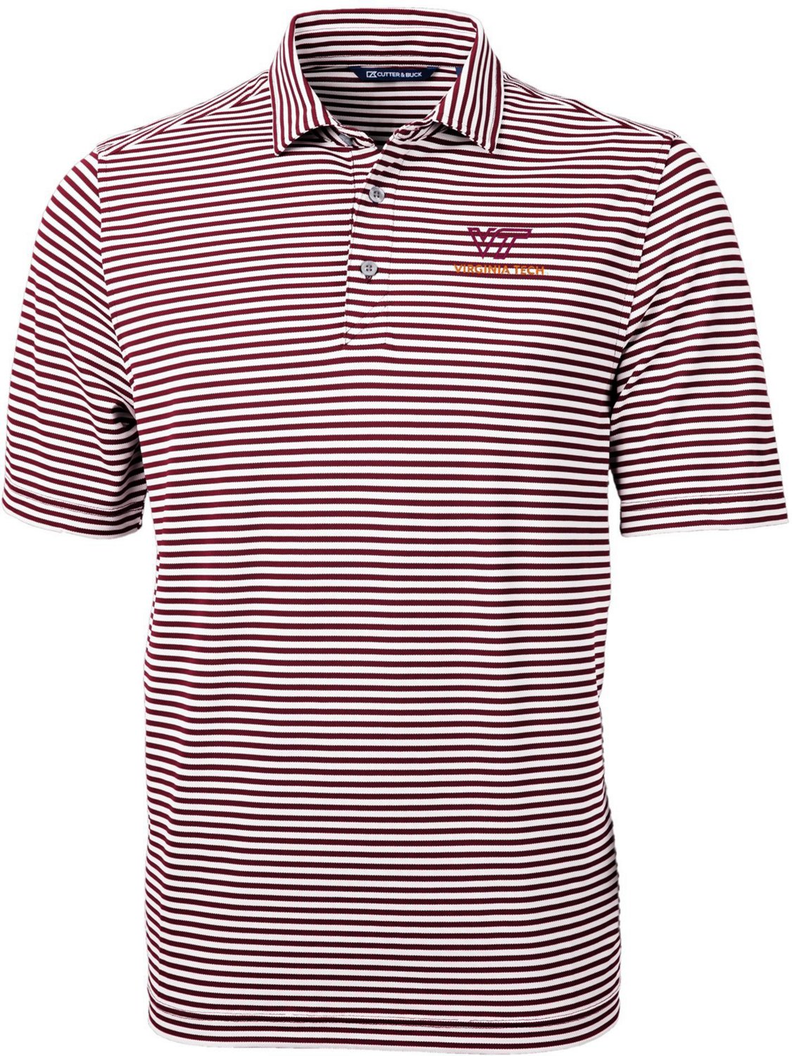 Cutter & Buck Men's Virginia Tech Virtue ECO Recycled Striped Pique
