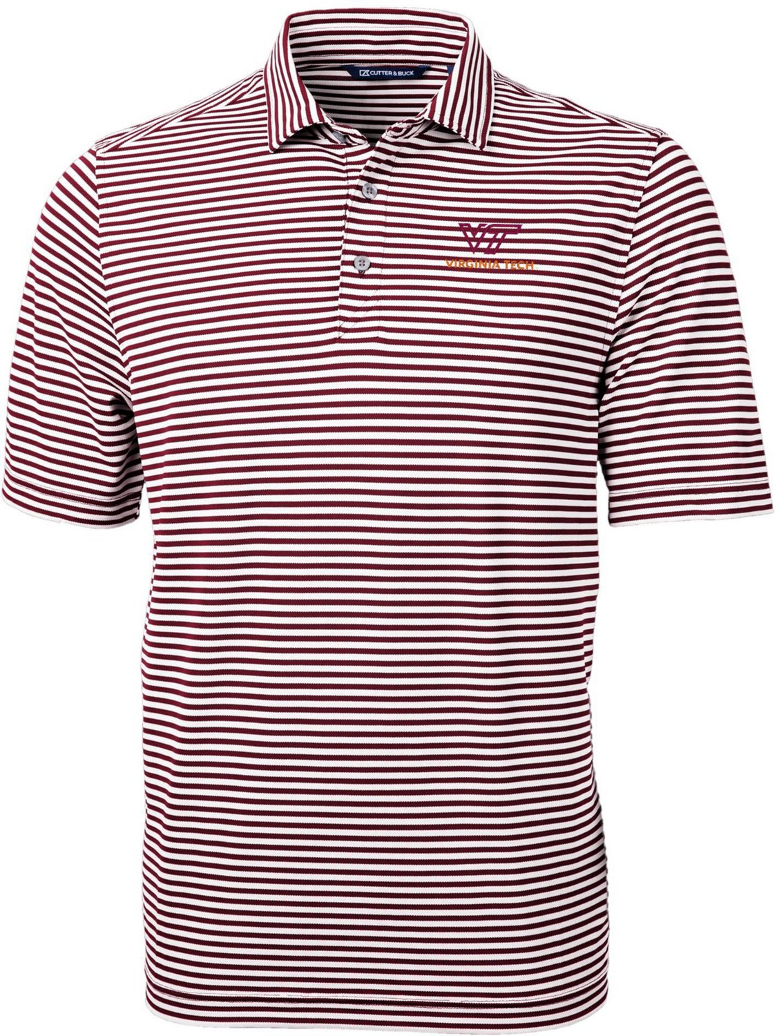 Cutter & Buck Men's Virginia Tech Virtue Eco Recycled Striped Pique 