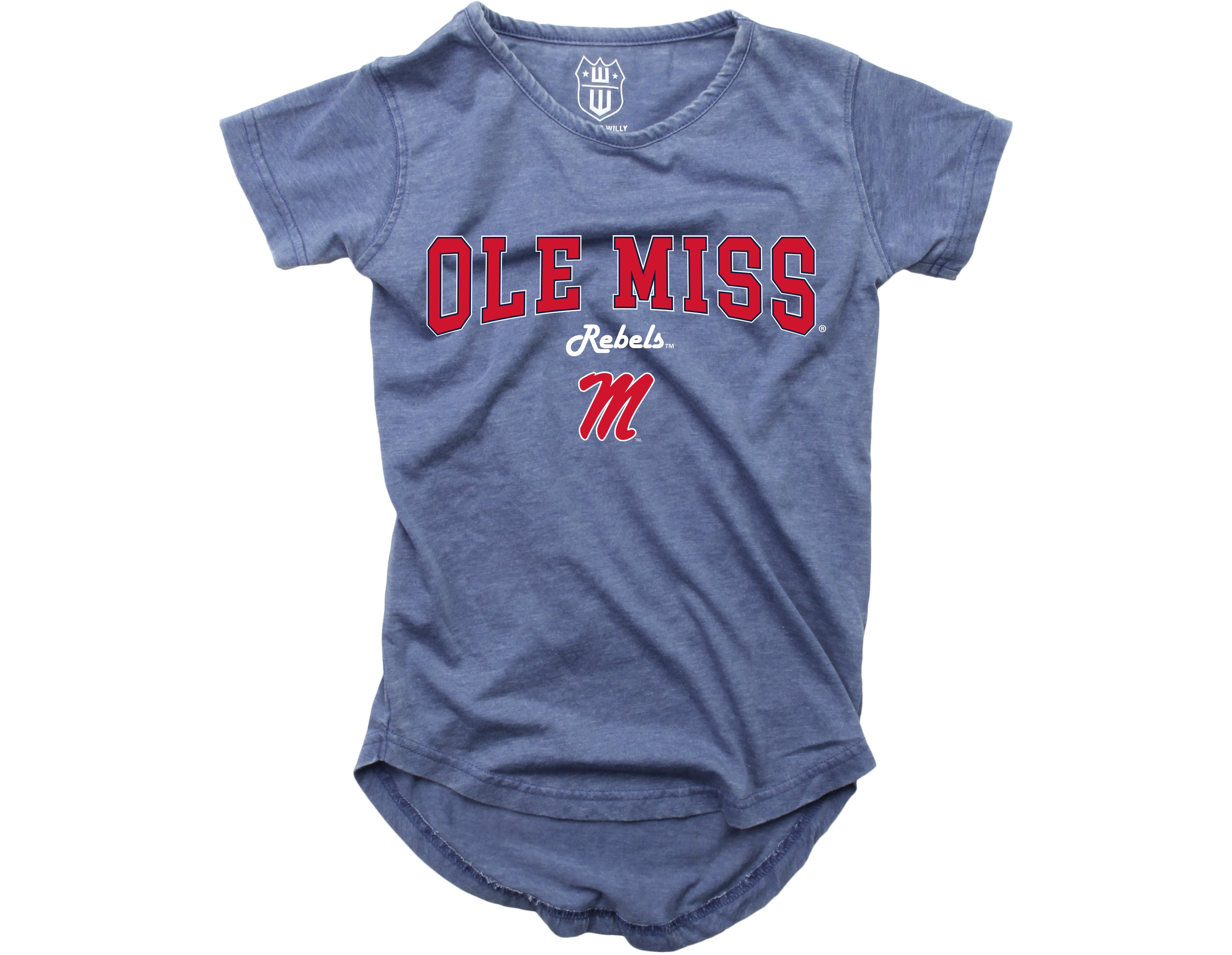 Wes and Willy Girls' University of Mississippi Boatneck Burnout Graphic T-shirt