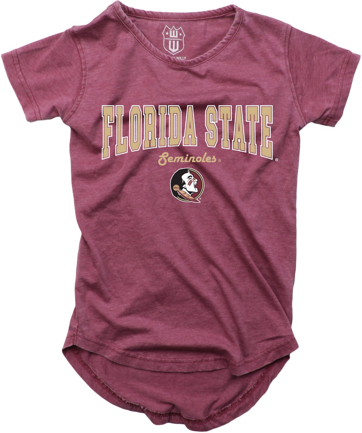 Wes and Willy Girls' Florida State University Boatneck Burnout Graphic T-shirt