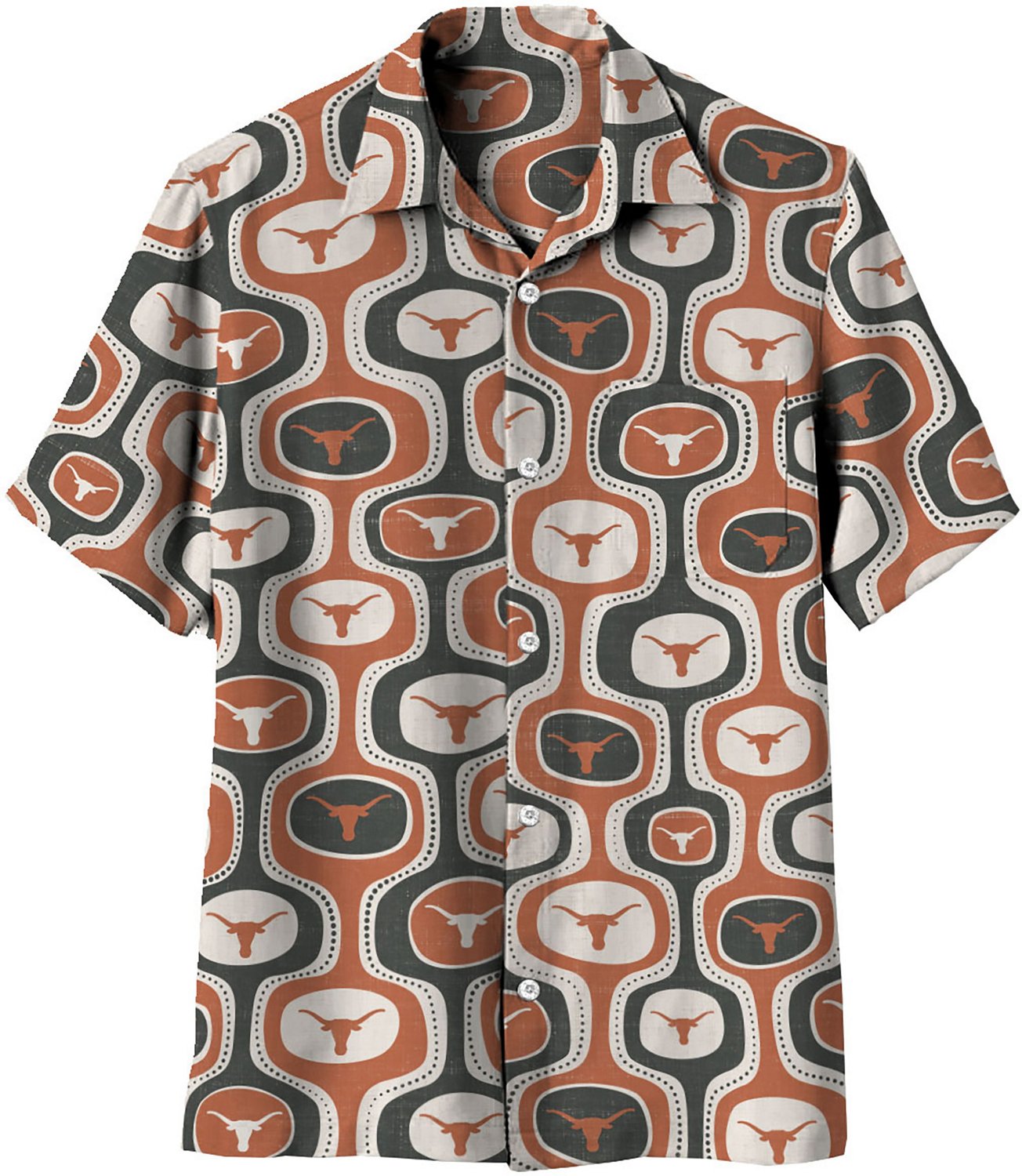 Wes and Willy Men's University of Texas Cabana Boy Graphic Button Down