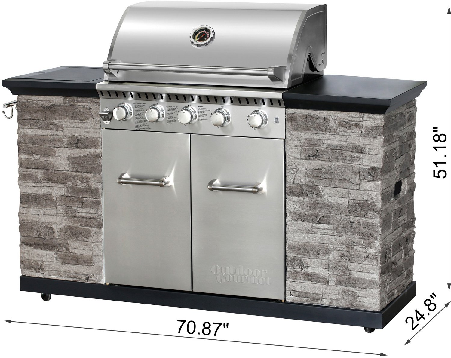 Outdoor Gourmet 5-Burner Stone Island Grill | Academy