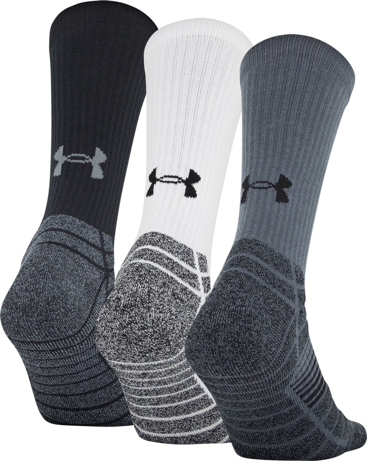 3-Pack UNDER ARMOUR UA Elevated CREW Socks WHITE Men's LARGE 