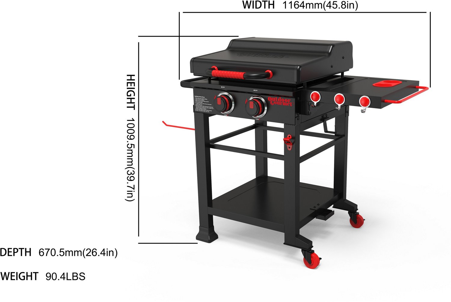 GCP Products GCP-US-554086 8128 Flat Iron 2 Burner Outdoor Griddle Lid Gas  Grill, Black