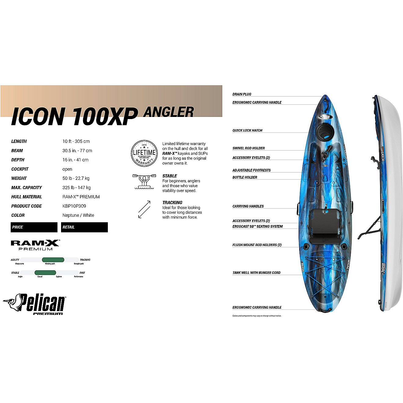 Pelican Premium Icon 100XP Angler 10 ft Kayak                                                                                    - view number 4