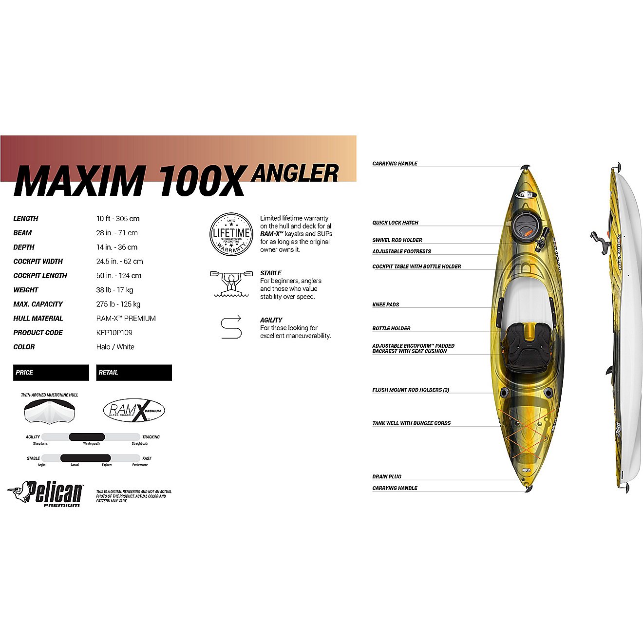 Pelican Maxim 100X Angler 10 ft Kayak                                                                                            - view number 4