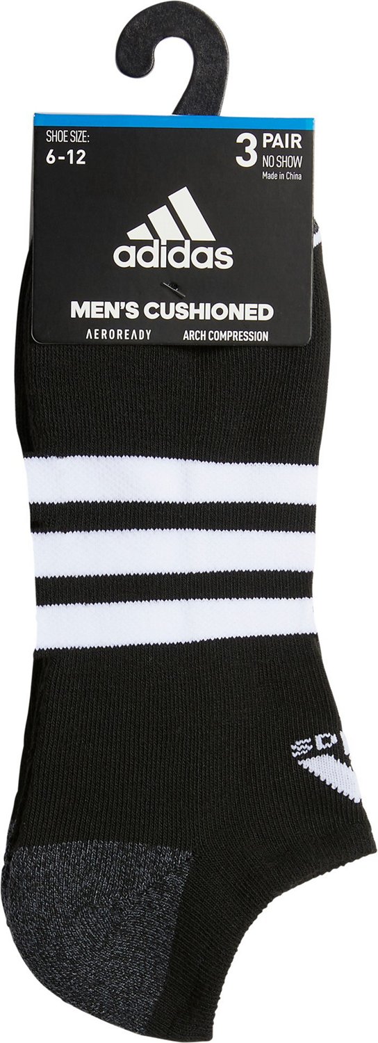 adidas Men's Cushioned 3-Stripe 3.0 No-Show Socks 3-Pack