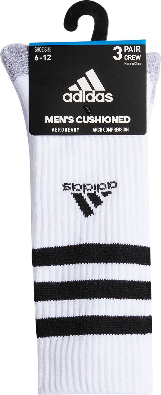 adidas Men's Cushioned 3-Stripe 3.0 Crew Socks 3-Pack - view number 5