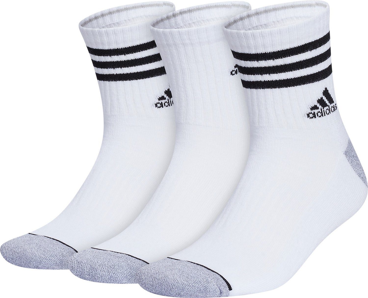 adidas Men's Cushioned 3-Stripe 3.0 High Quarter Socks 3-Pack