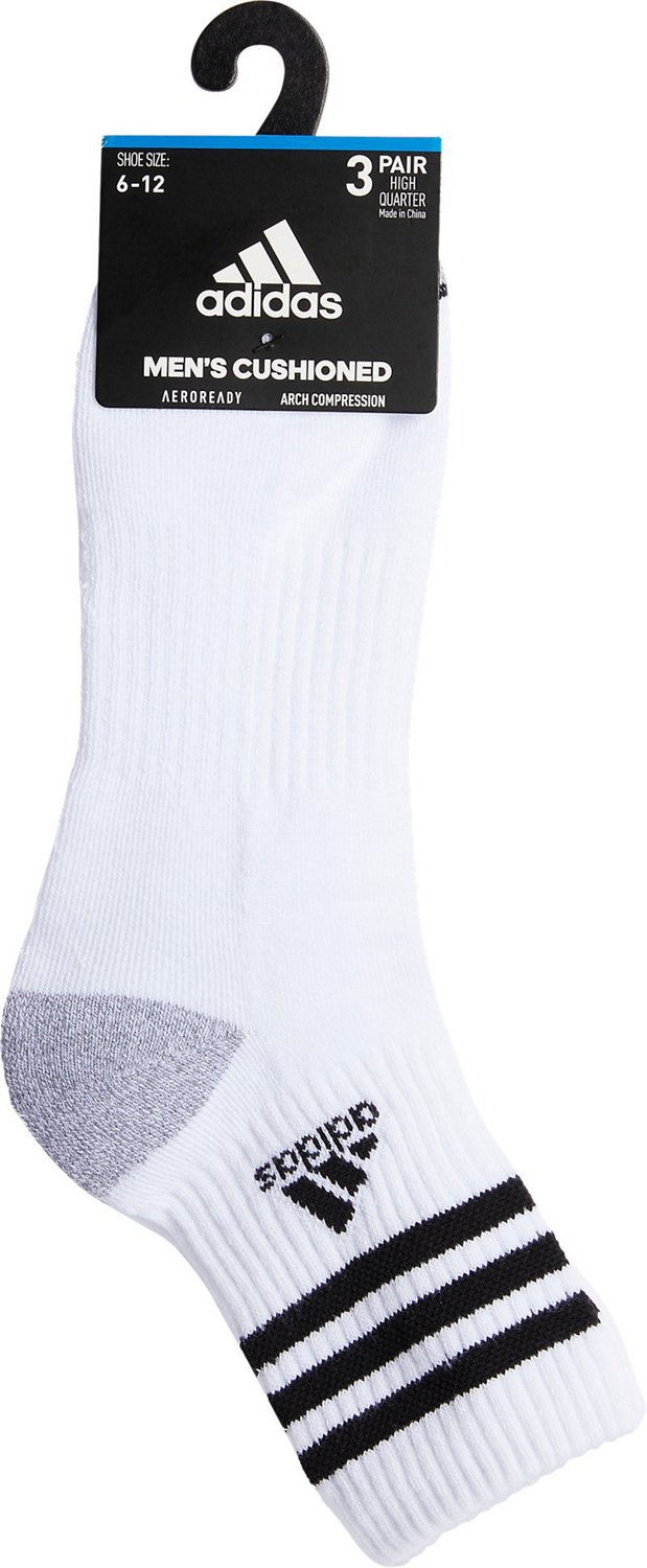 adidas Men's Cushioned 3-Stripe 3.0 High Quarter Socks 3-Pack - view number 5