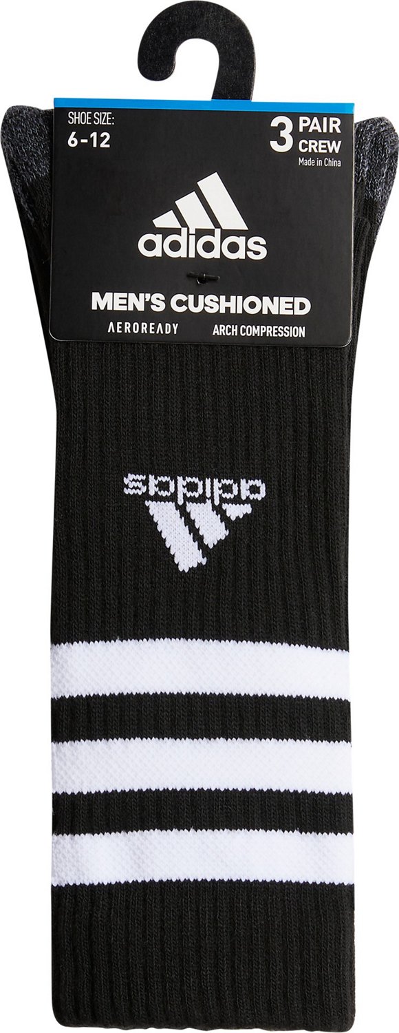 adidas Men's Athletic Cushioned Crew Socks with Arch Compression