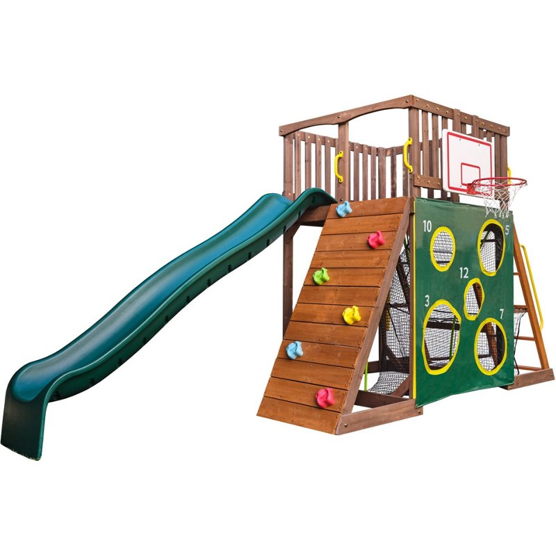 KidKraft All-in-One Sports Adventure Wooden Playset Brown/Dark Green - Swing Sets/Bounce Houses at Academy Sports