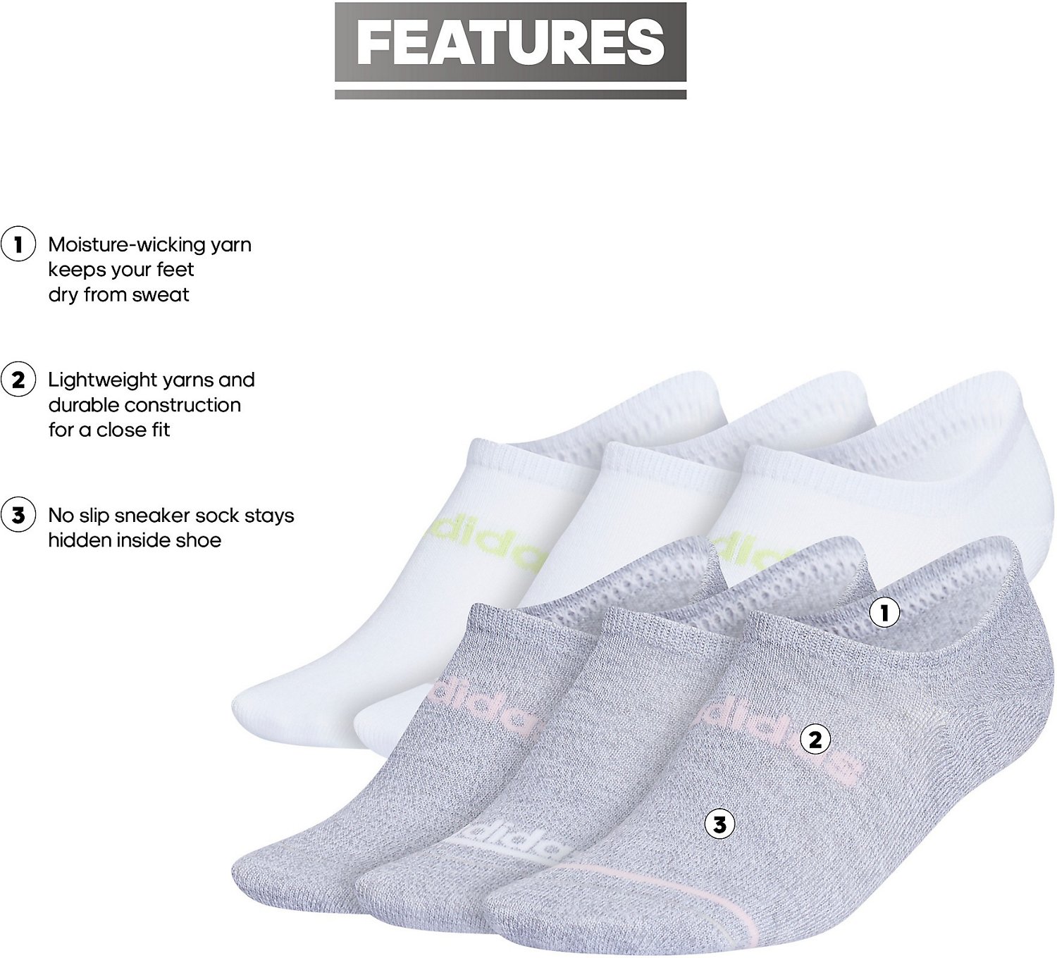 adidas Women's Superlite Linear 3 Super No Show Socks 6-Pack - view number 6