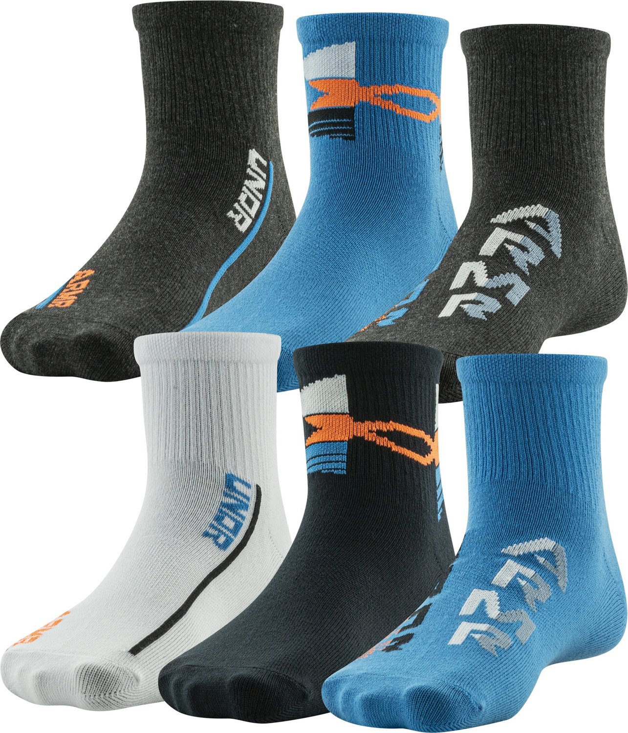 Boys' UA Essential Quarter 6-Pack Socks