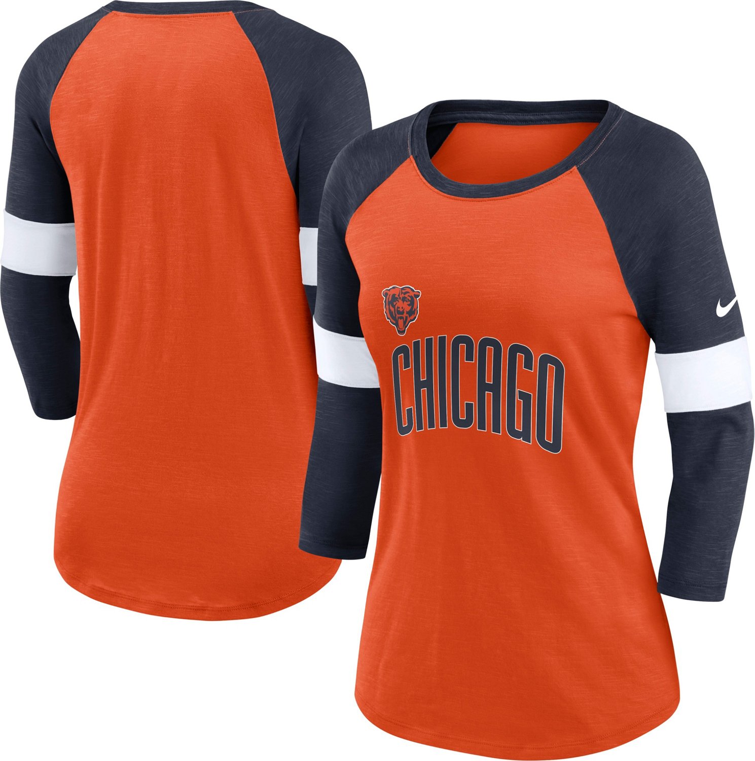 Nike Women's Chicago Bears Football Pride Slub 3/4-Sleeve T-shirt