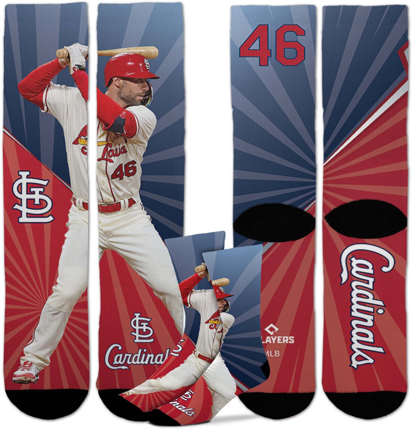 For Bare Feet Adults' St. Louis Cardinals Paul Goldschmidt 46 Record Breaker Crew Socks - view number 3
