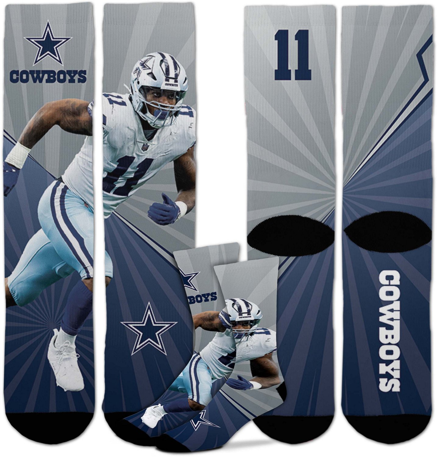 For Bare Feet Kids' Dallas Cowboys Micah Parsons 11 Record Breaker Crew Socks - view number 3