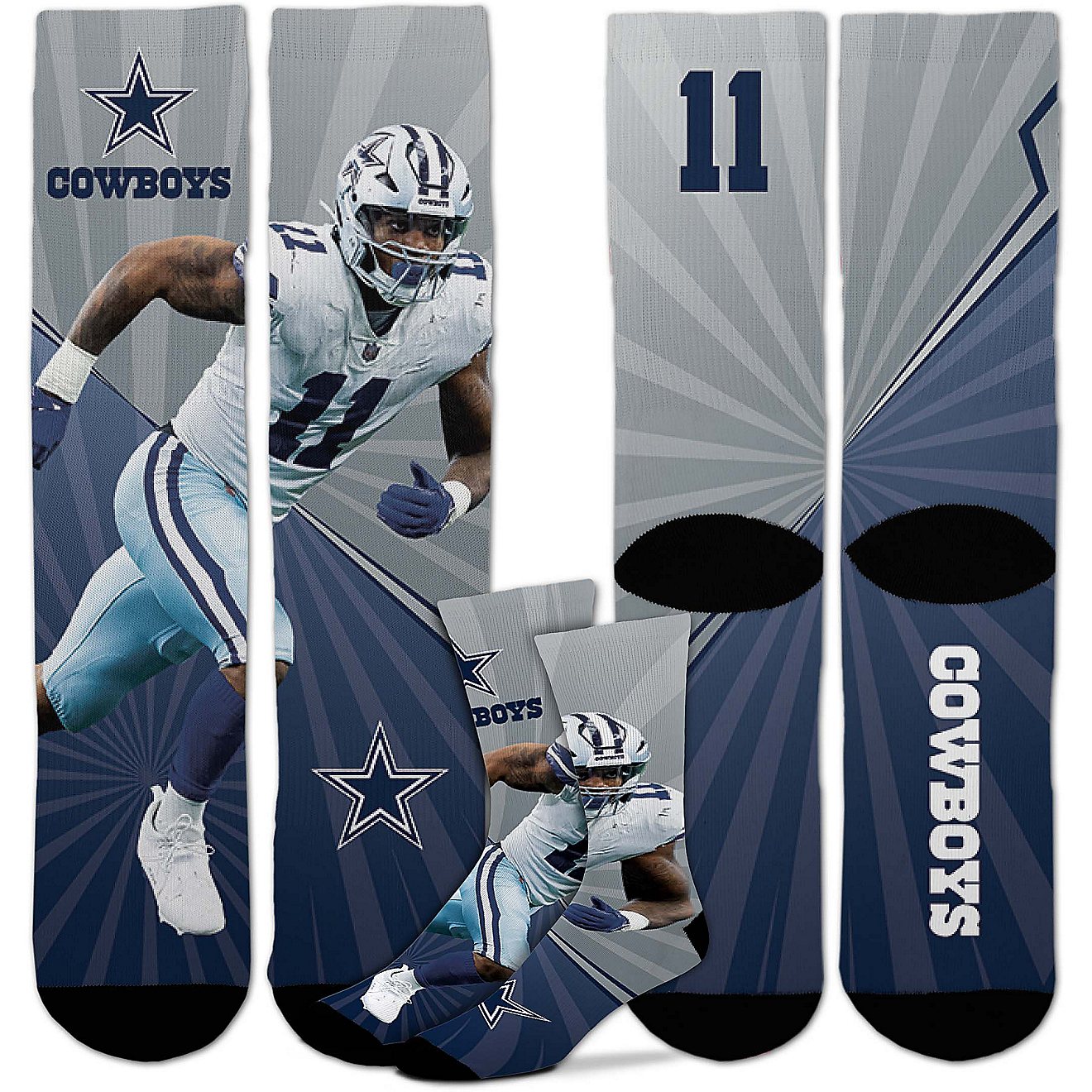 For Bare Feet Kids' Dallas Cowboys Micah Parsons 11 Record Breaker Crew Socks                                                    - view number 3