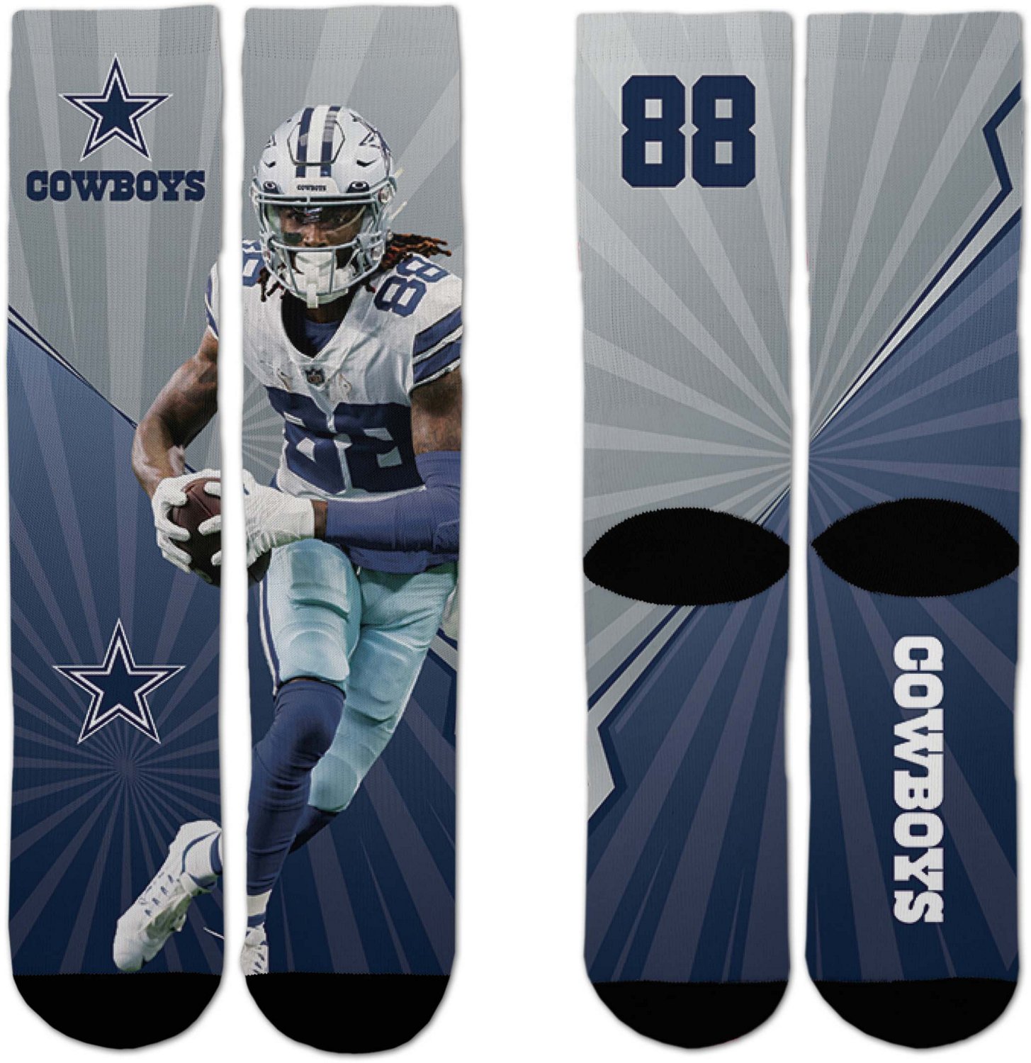 For Bare Feet Kids' Dallas Cowboys CeeDee Lamb 88 Record Breaker Crew Socks - view number 2