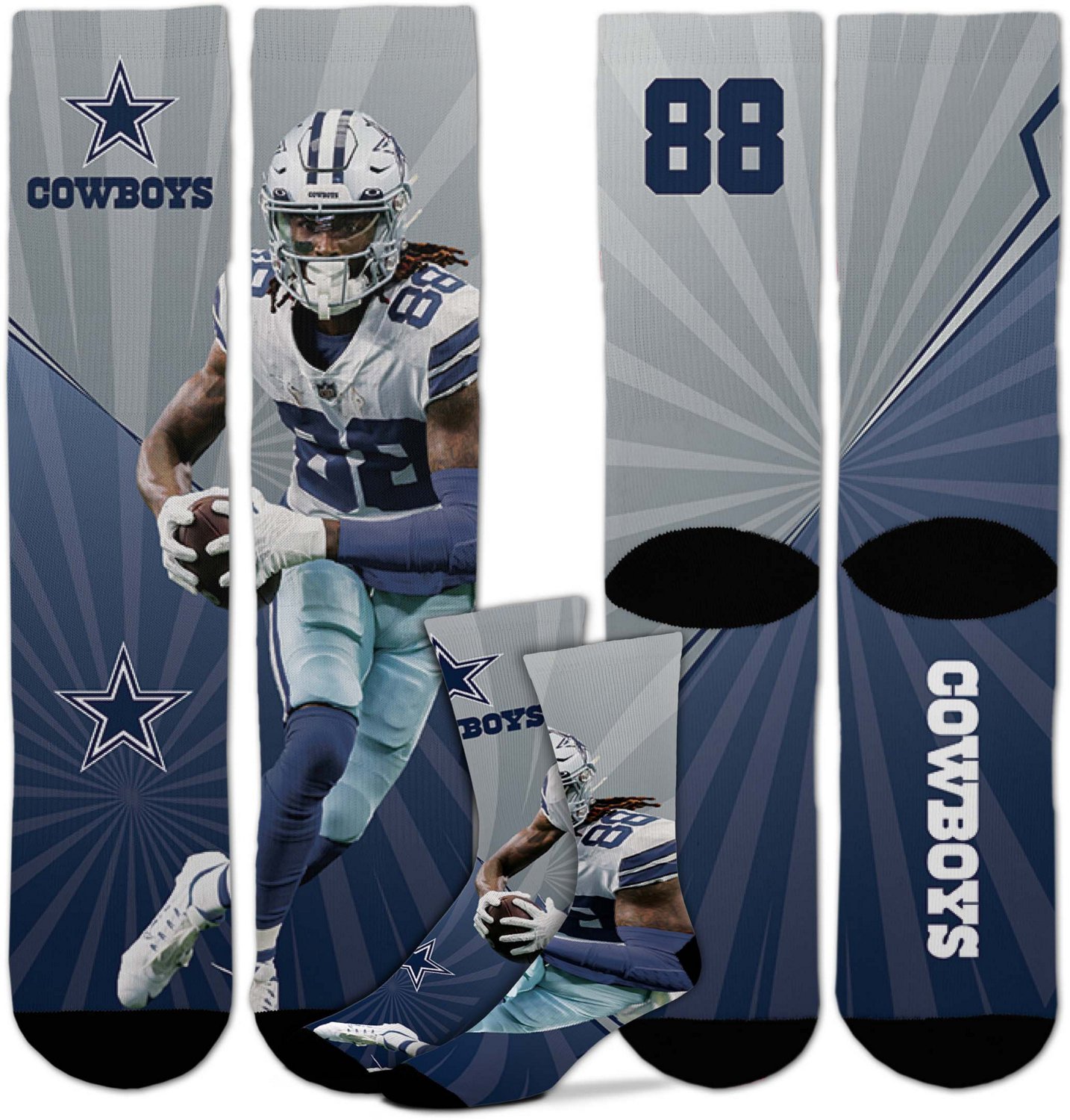 For Bare Feet Kids' Dallas Cowboys CeeDee Lamb 88 Record Breaker Crew Socks - view number 3