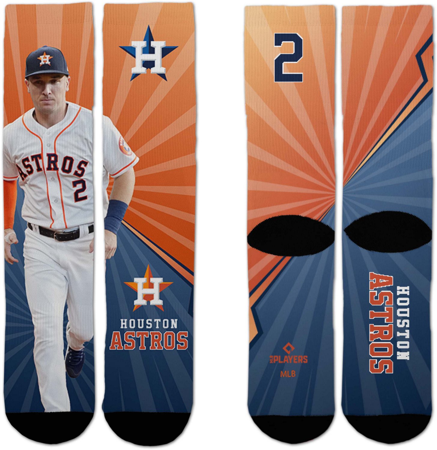 For Bare Feet Adults' Houston Astros Alex Bregman 2 Record Breaker Crew Socks - view number 2