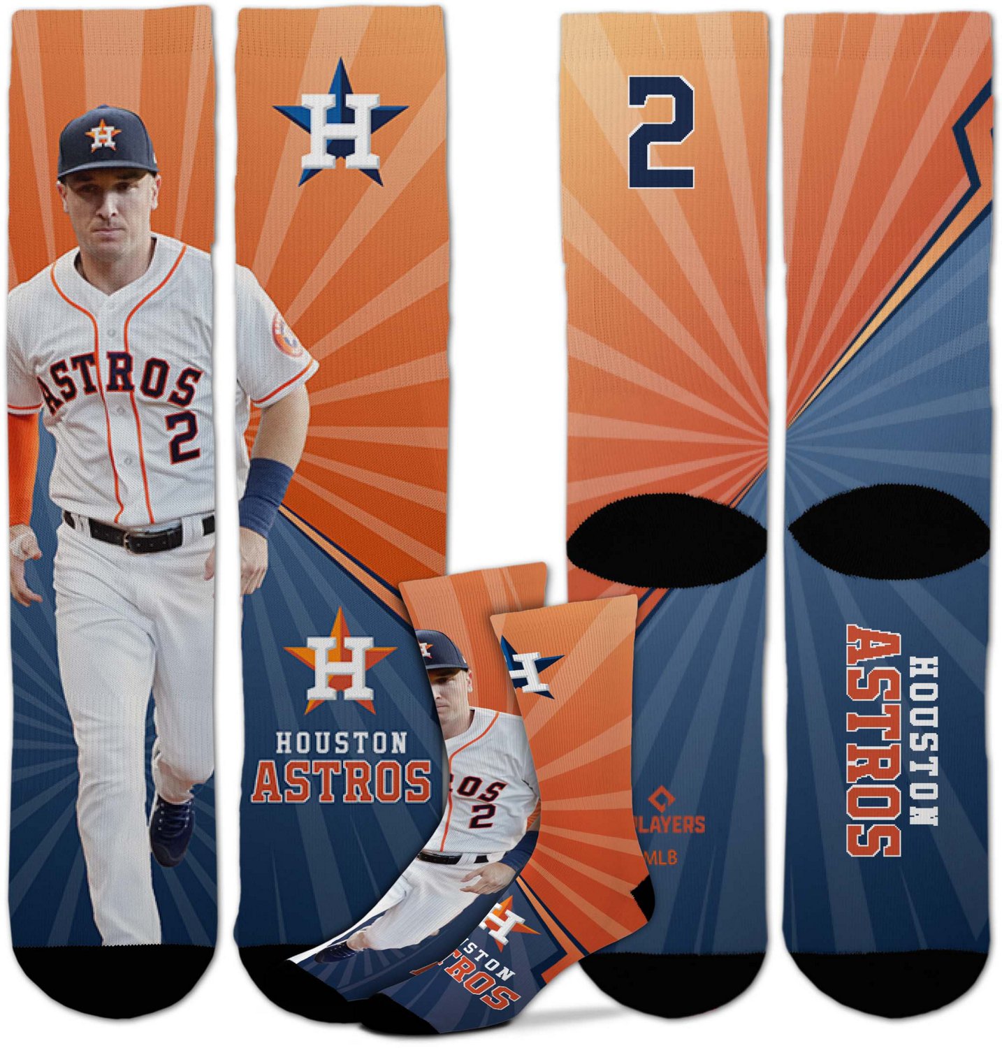 For Bare Feet Adults' Houston Astros Alex Bregman 2 Record Breaker Crew Socks - view number 3
