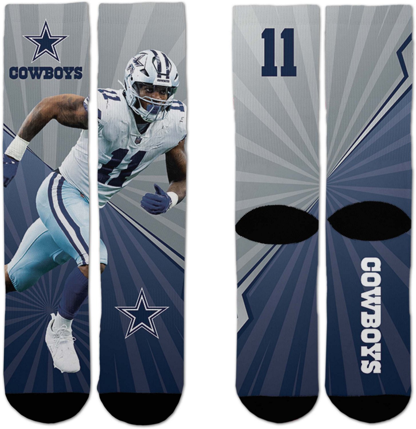 For Bare Feet Adults' Dallas Cowboys Micah Parsons 11 Record Breaker Crew Socks - view number 2