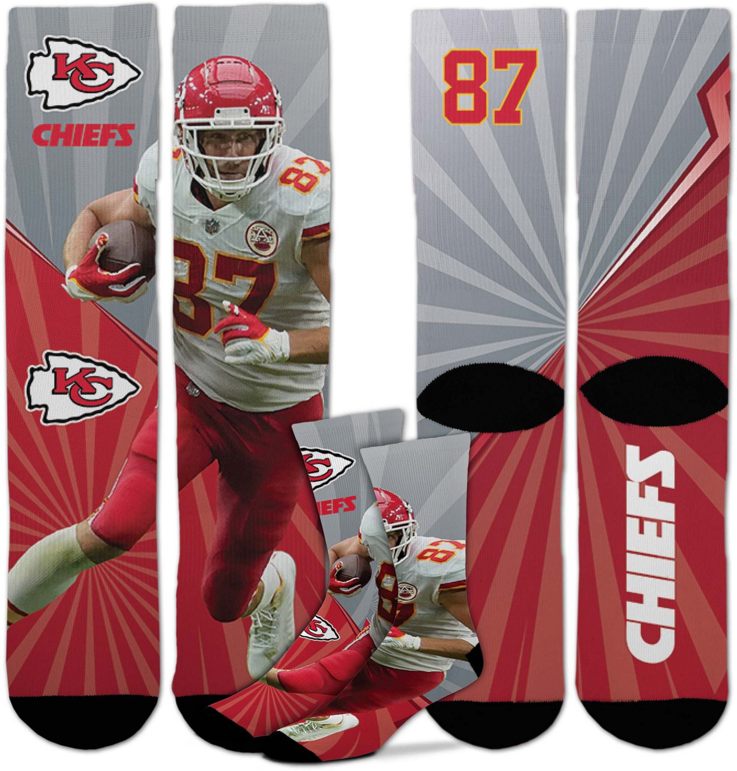 For Bare Feet Adults' Kansas City Chiefs Travis Kelce 87 Record Breaker Crew Socks - view number 3