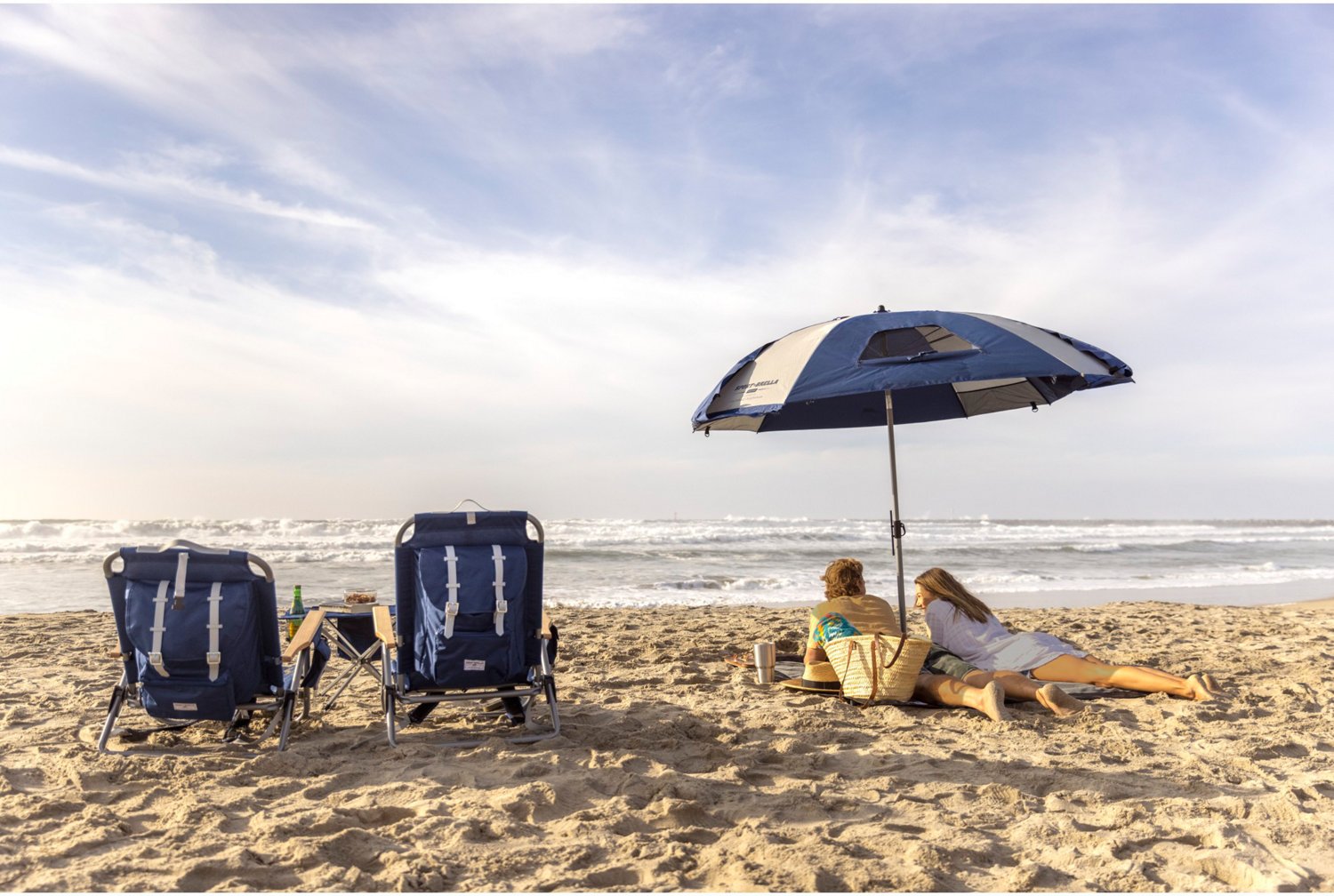 Silla Playa Plegable Sport-Brella Silla De Playa Plegable Y Portátil, Ligera Y Compacta, 2 Unidades, 50cm, Protección UV, Ideal Para Camping, Pesca, Eventos Al Aire Libre Y Jardín, Fácil De Transportar
