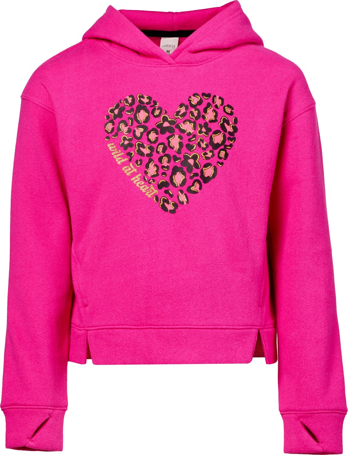 BCG Girls' Cotton Fleece Heart GFX Hoodie