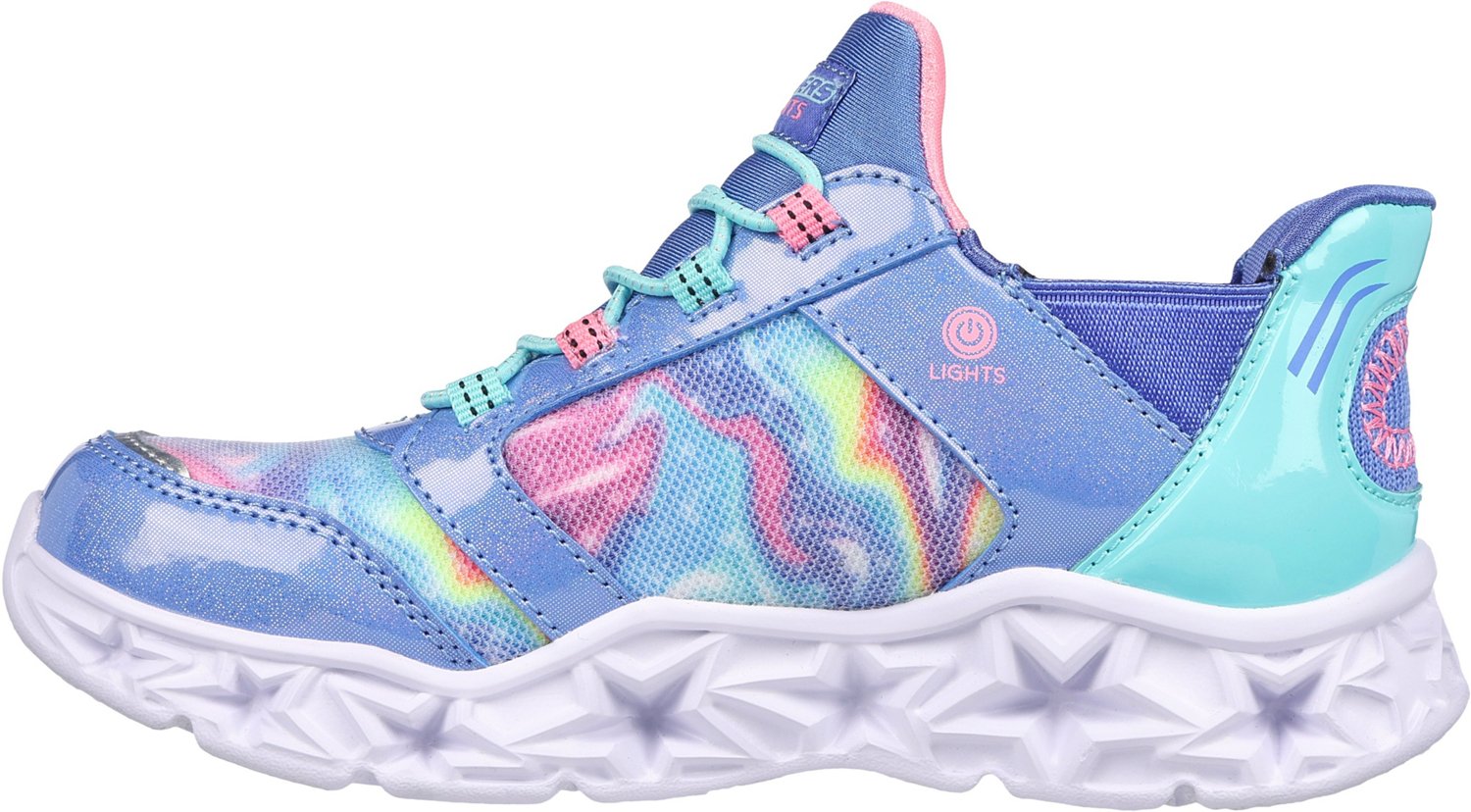 SKECHERS Girls Galaxy Lights Tie Dye Takeoff Slip Ins Shoes Academy