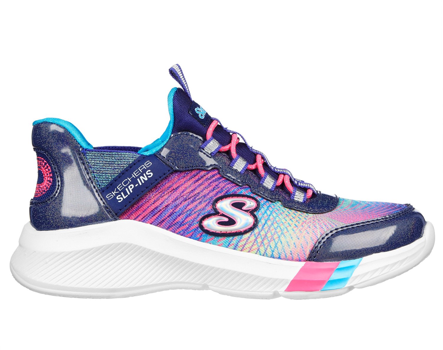 SKECHERS Girls Dreamy Lites Colorful Prism Slip Ins Shoes Navy Multi