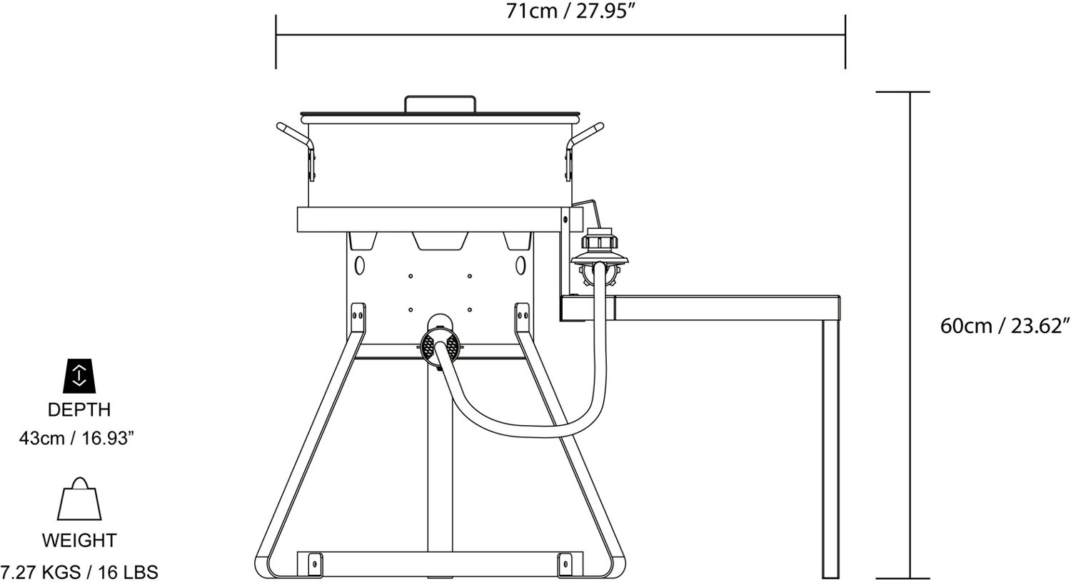 Outdoor Gourmet 10 qt Fish Fryer Set with Side Table