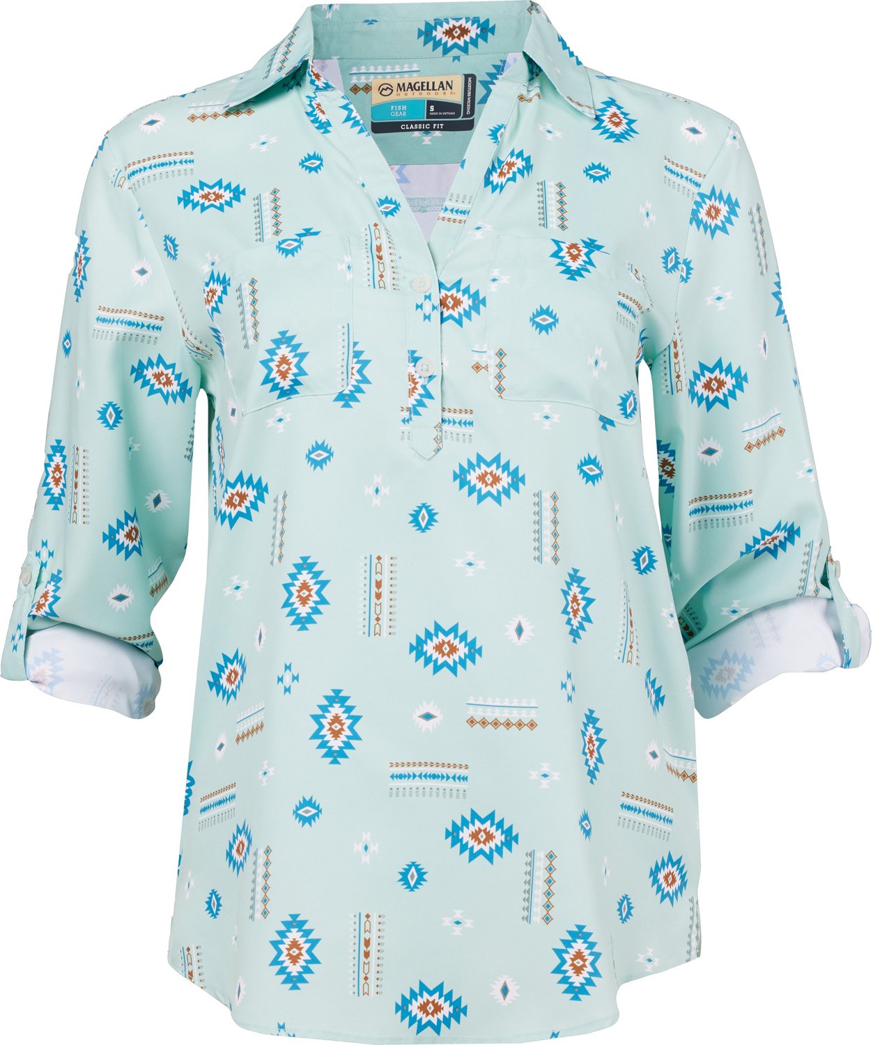 Magellan Outdoors Women's Aransas Pass Long Sleeve Henley Stripe Shirt - view number 4