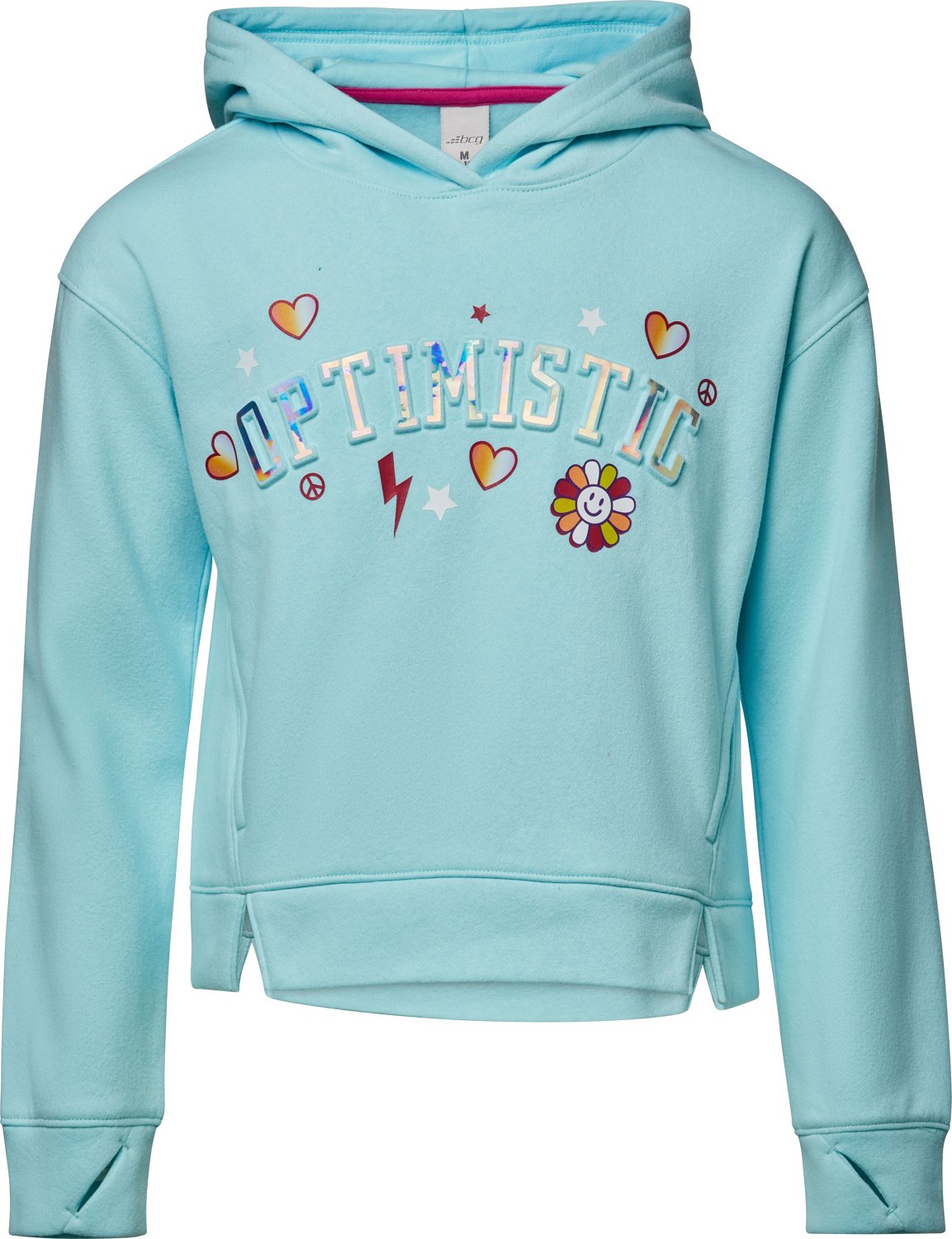 BCG Girls' Cotton Fleece Optimistic GFX Hoodie