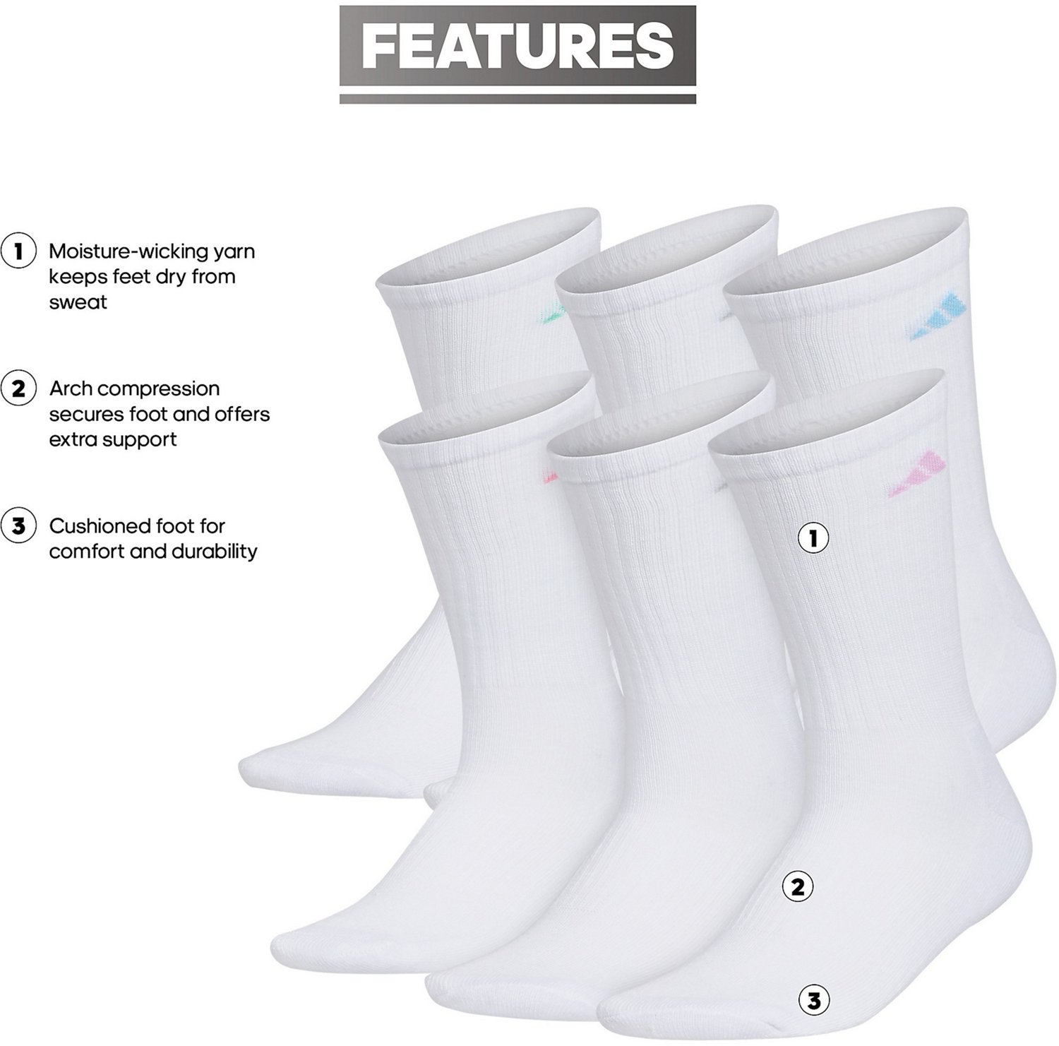 adidas Cushion Crew Socks 6 Pack - view number 4