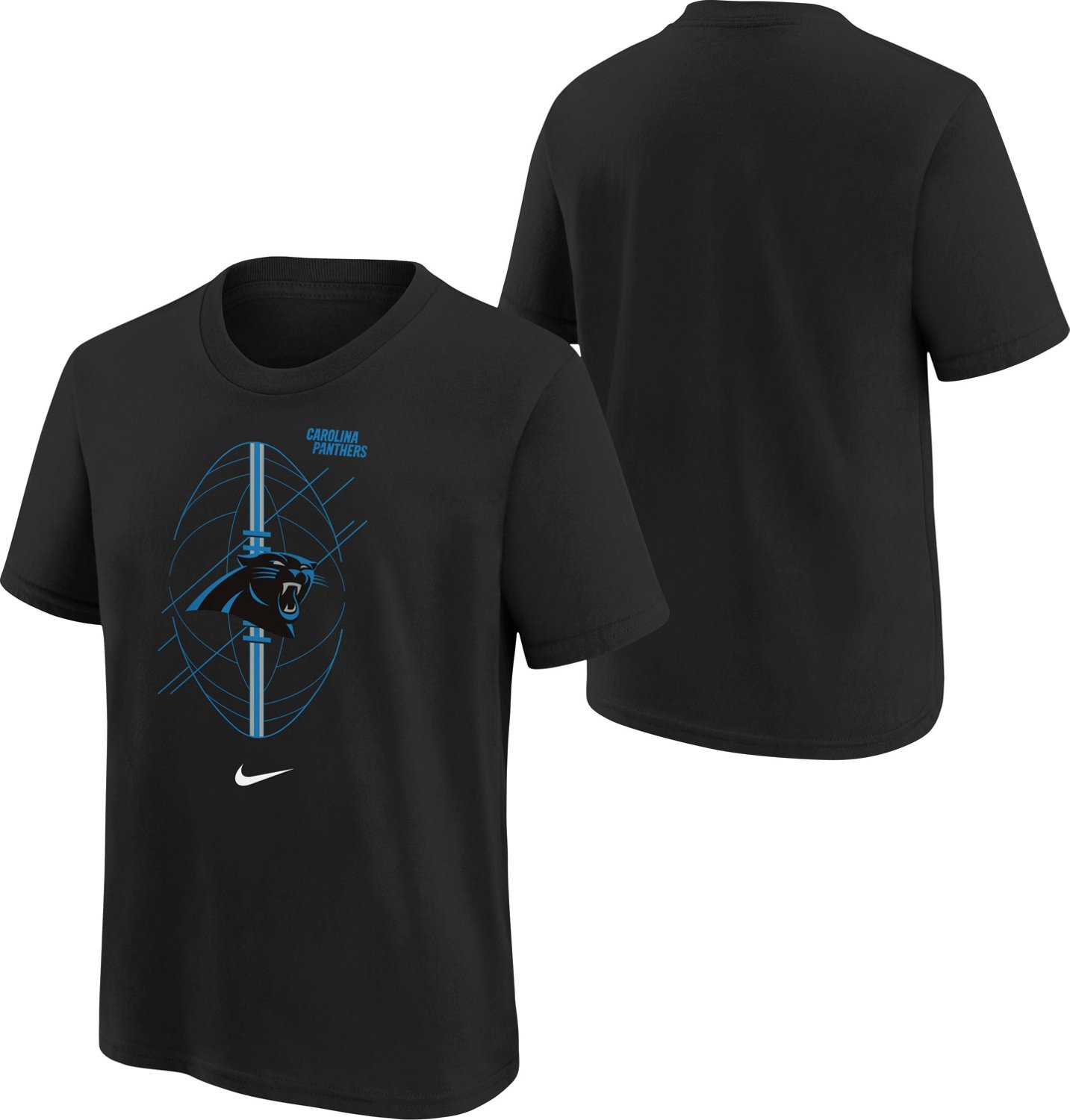 Nike Carolina Panthers Shirt Large Youth Black Tee Dri Fit Swoosh