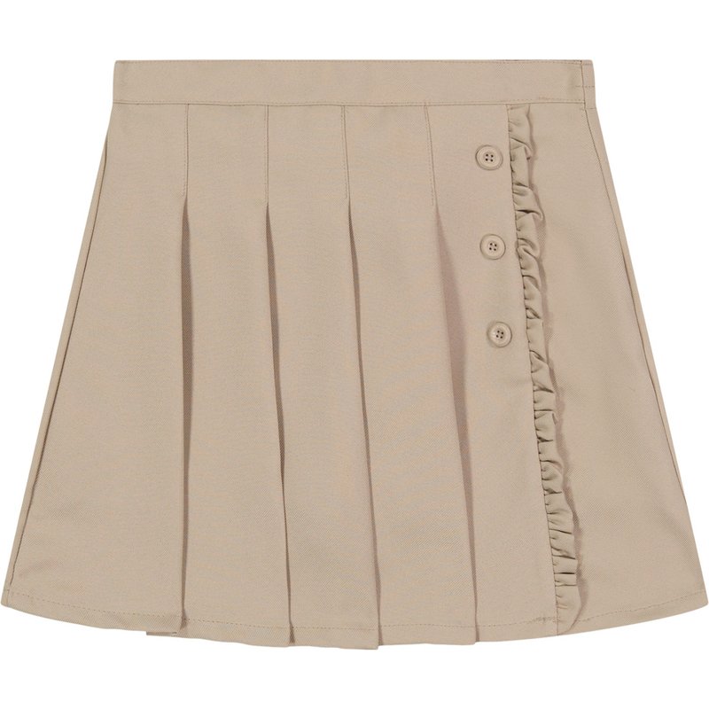 Nautica Girls' 7-16 Pleated Scooter Skort with Ruffle Beige, 16 Youth - Women's Uniform Bottoms at Academy Sports