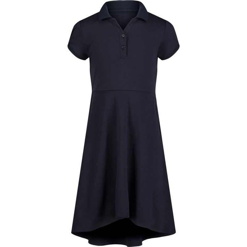 Nautica Girls' 7-16 Interlock High-Low Polo Dress Navy Blue, Medium - Women's Uniform Bottoms at Academy Sports