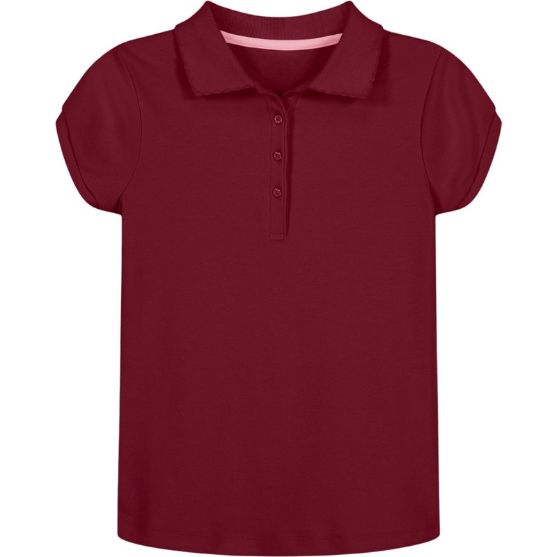 Nautica Girls' 7-16 Interlock Polo Shirt Maroon, Small - Women's Uniform Bottoms at Academy Sports