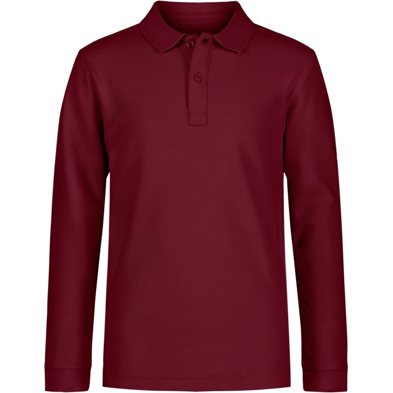Nautica Boys' 4-7 Double Pique Long Sleeve Polo Shirt Maroon, X-Large - Women's Uniform Bottoms at Academy Sports