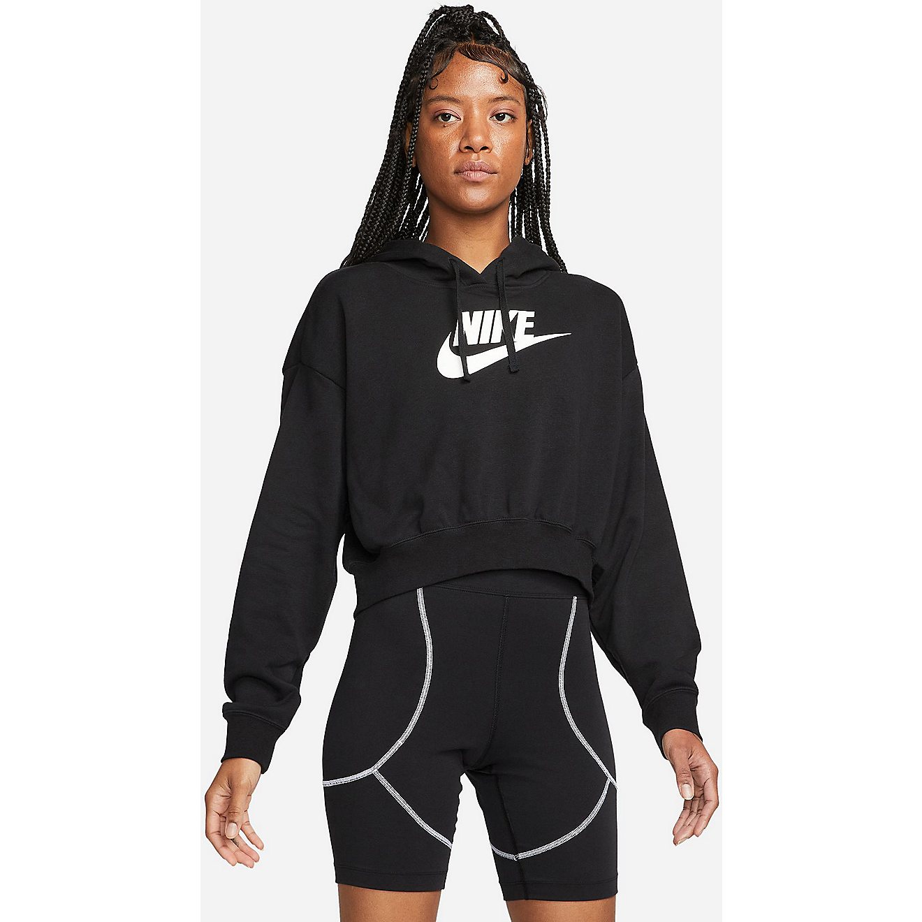 Nike Women's Club Fleece Graphic Crop Pullover Hoodie | Academy
