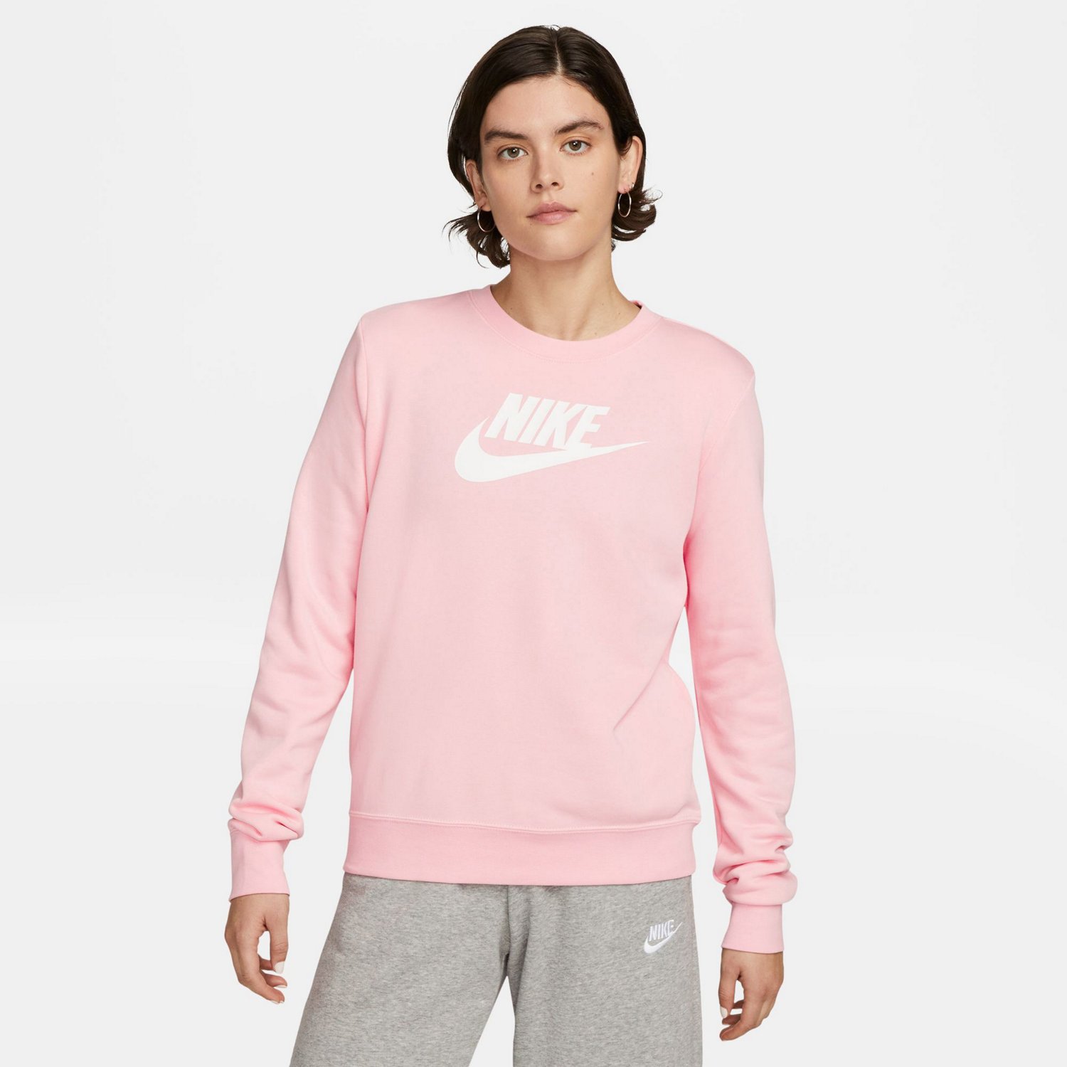 Nike Women's Club Fleece Graphic Long Sleeve Crew Neck Sweatshirt