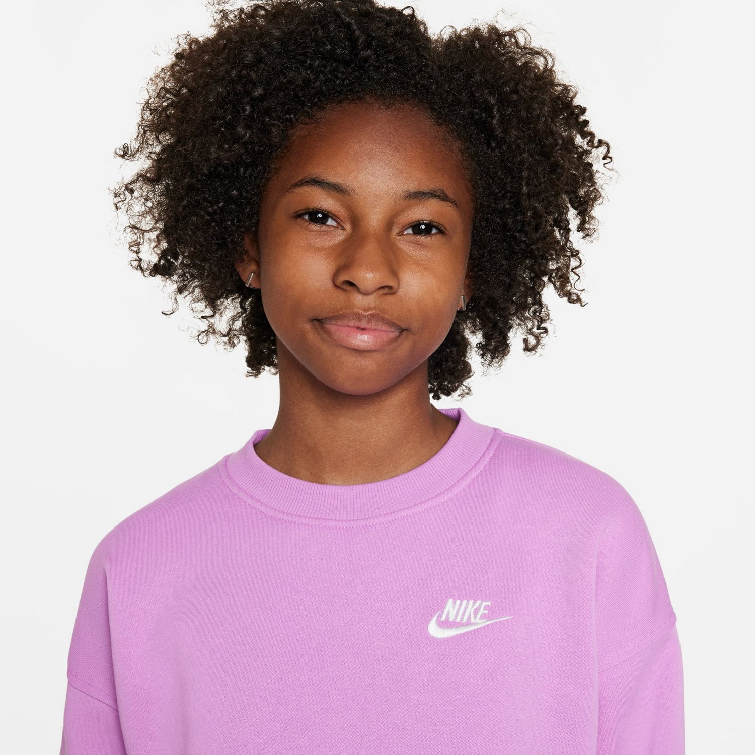 Nike Girls Sportswear Club Fleece Oversized Crew Pullover Academy